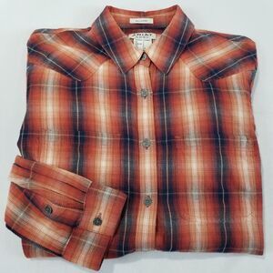 Ariat Western Shirt Womens Small Plaid Button Down Rodeo rockabilly biker